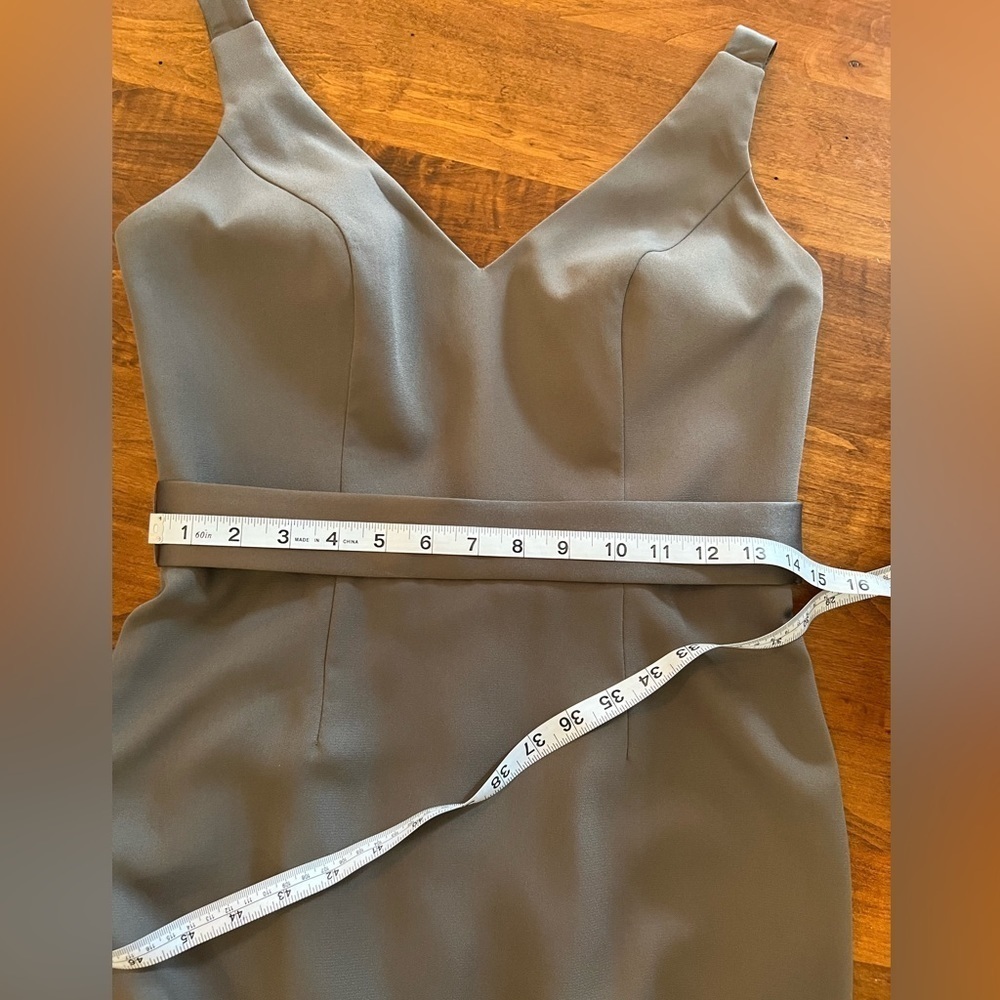 White by Vera Wang Charcoal Crepe Bridesmaid Dress Size 6 - Picture 9 of 10